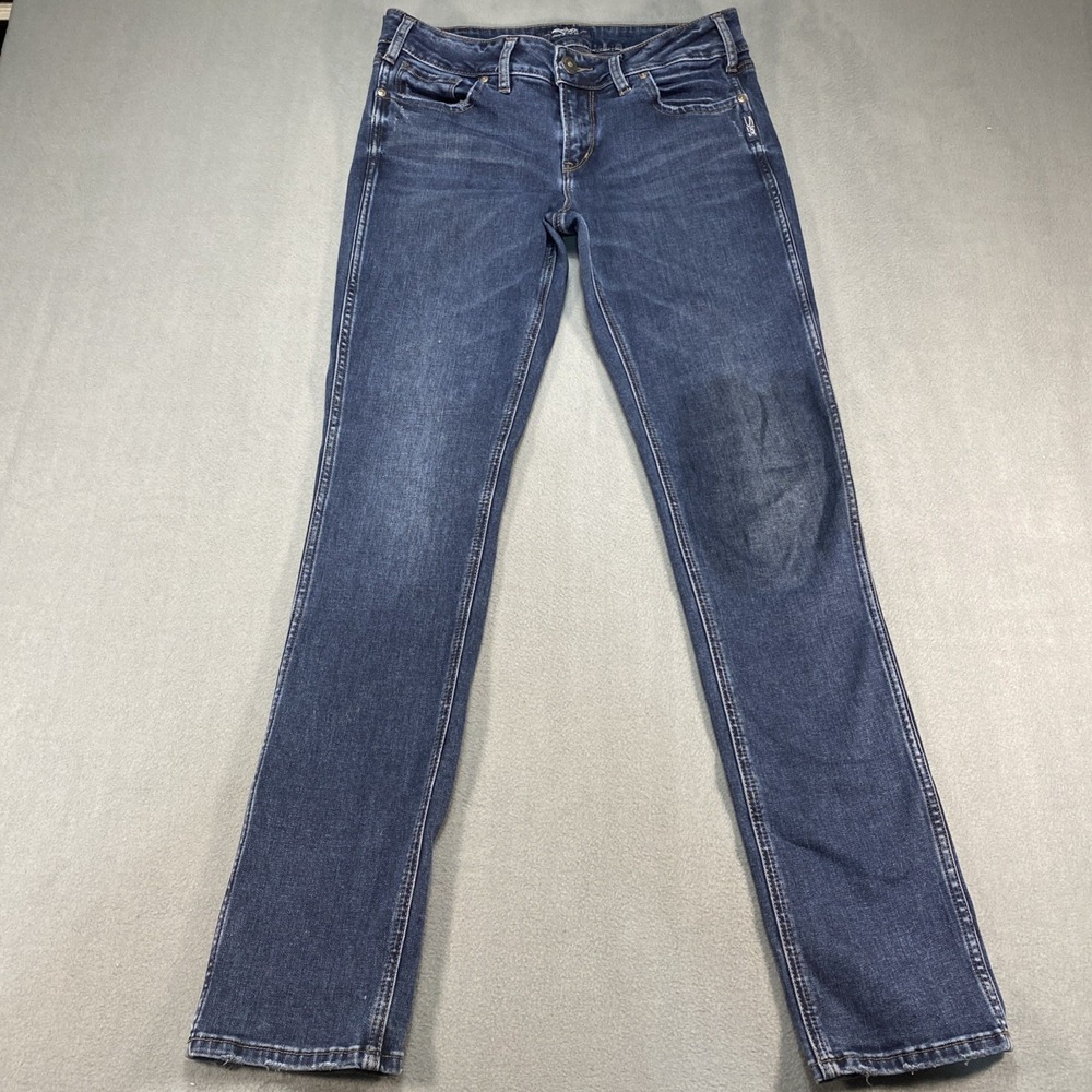 Silver Women's Jeans 30/32 Elyse Straight Leg Dark Wash Mid Rise Curvy‎ Fit